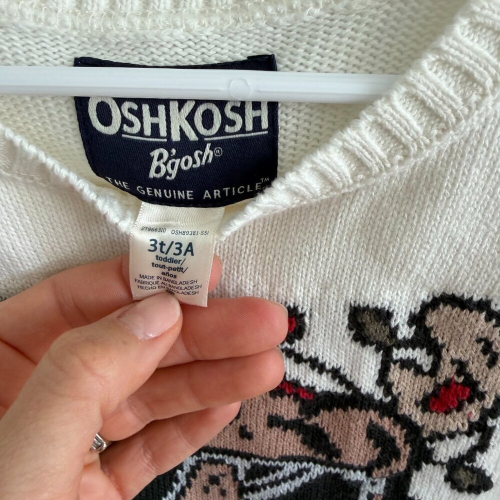 OshKosh B’gosh Toddler Sweater Bear Graphic 3T NWT - Picture 3 of 4